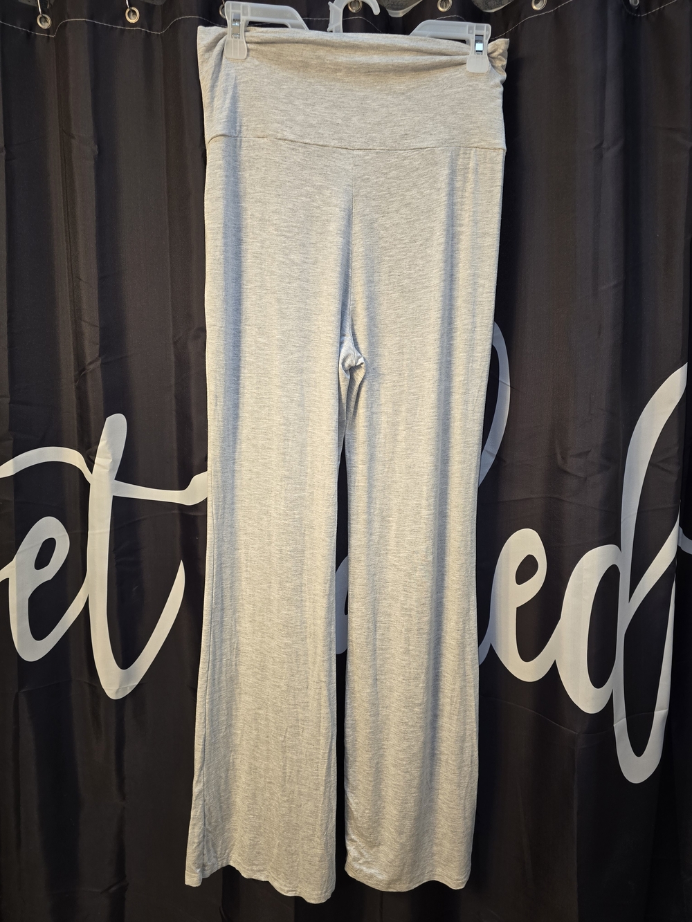 Light Heather Gray Wide-Leg Women's Lounge Pants - Picture 4 of 5